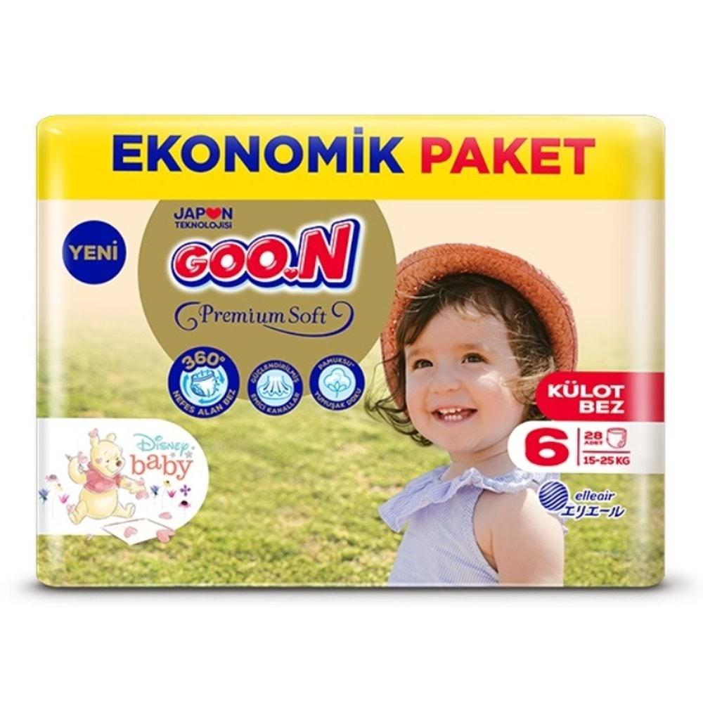 Goon Premium Soft Külot Bebek Bezi Beden:6 (15-25Kg) Extra Large 28 Adet Ekonomik Pk