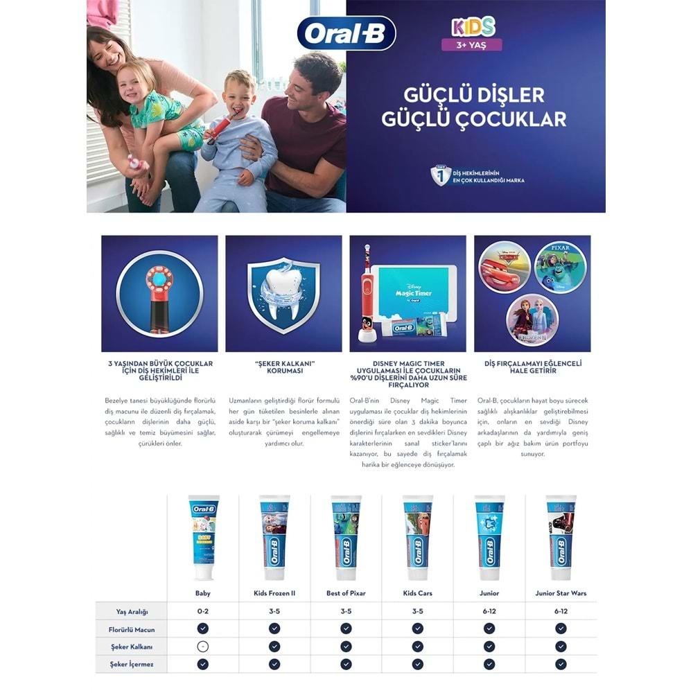 Oral-B Pro Expert Stages Çocuk Diş Macunu Frozen & Cars 75ML (3 Yaş ve Üstü) (Seçenekli) - Kırmızı