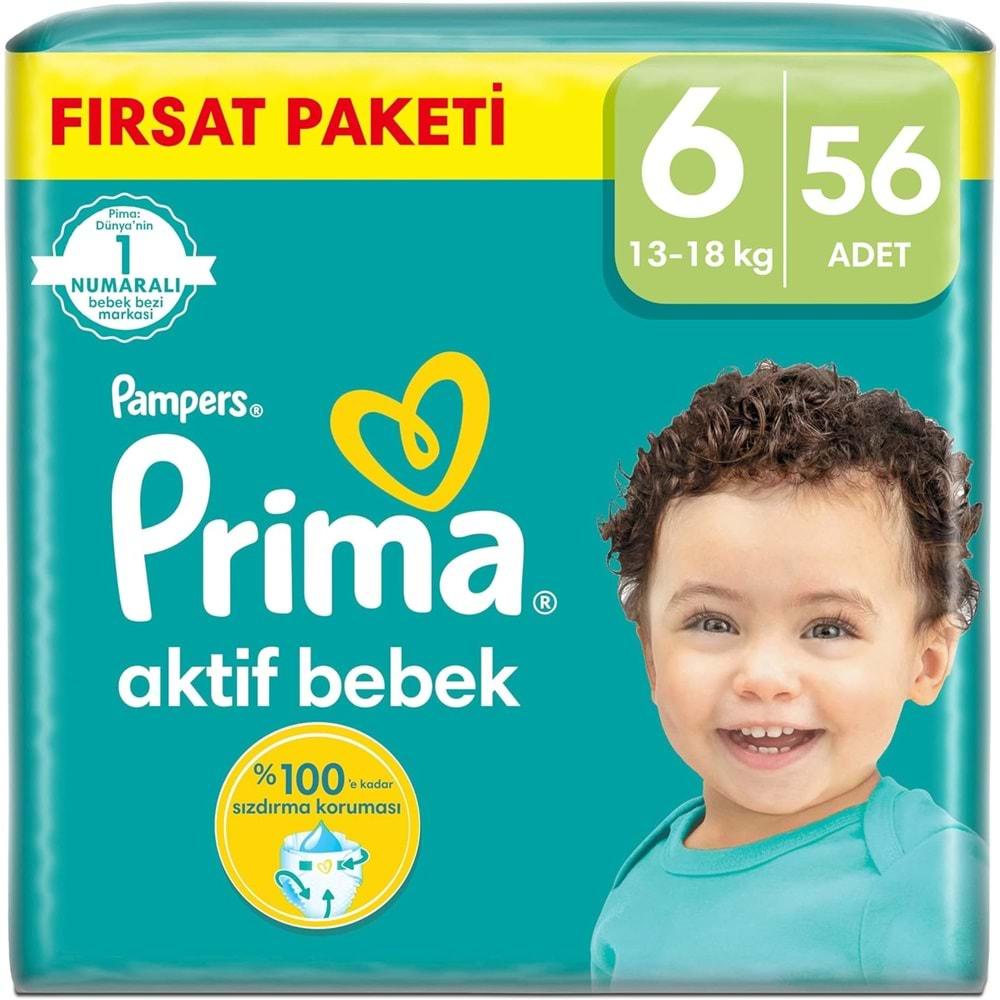 Prima Bebek Bezi Beden:6 (13-18KG) Extra Large 56 Adet Fırsat Pk