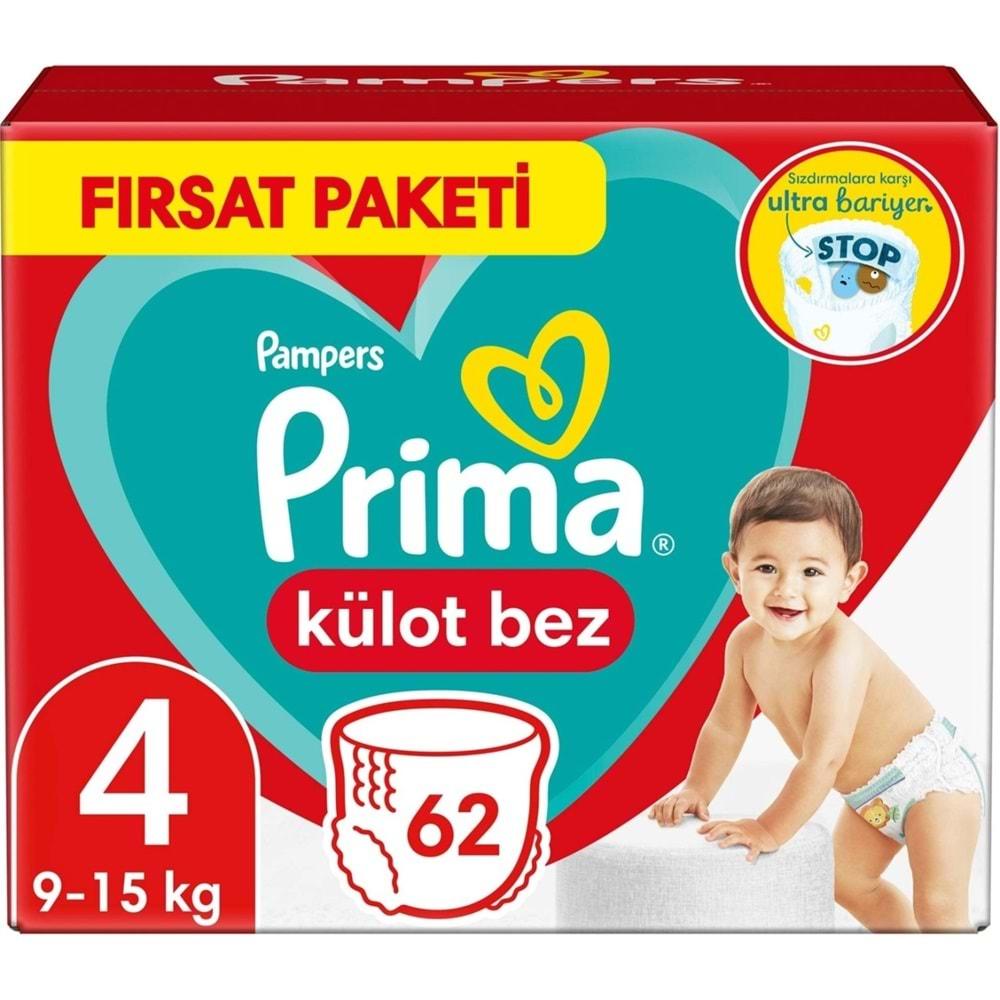 Prima Külot Bebek Bezi Beden:4 (9-15Kg) Maxi 62 Adet Fırsat Pk