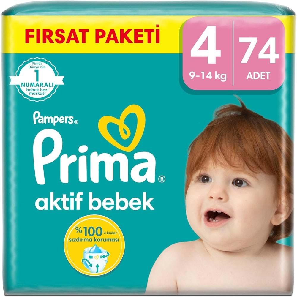 Prima Bebek Bezi Beden:4 (9-14KG) Maxi 74 Adet Fırsat Pk
