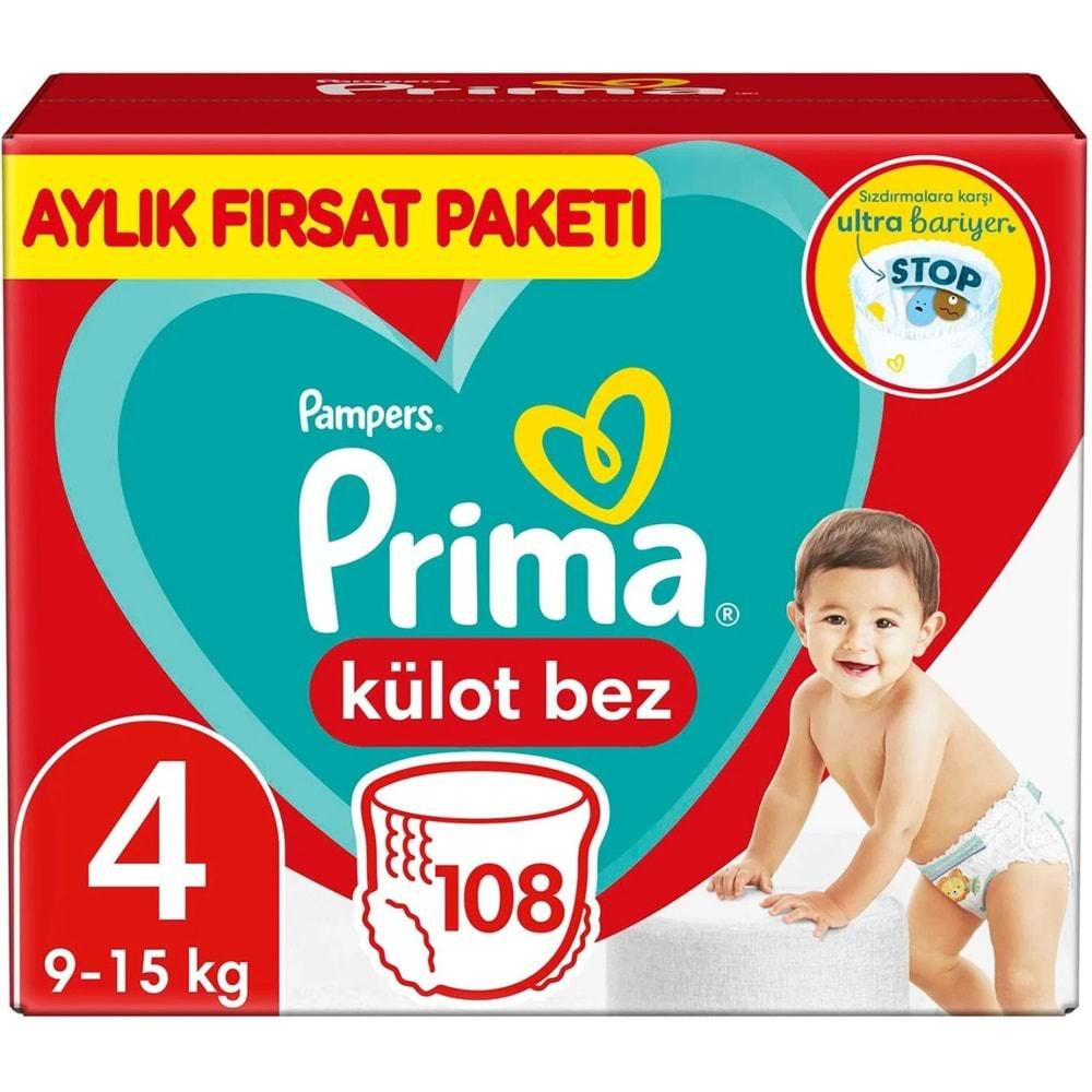 Prima Külot Bebek Bezi Beden:4 (9-15KG) Maxi 108 Adet Aylık Fırsat Pk