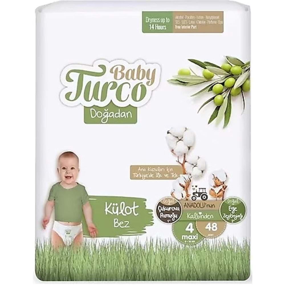 Baby Turco Külot Bebek Bezi Doğadan Beden:4 (8-18KG) Maxi 48 Adet Ekonomik Pk