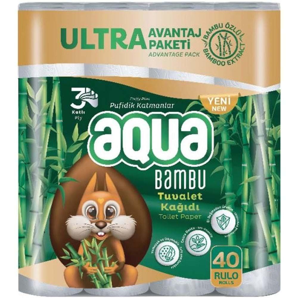 Aqua Tuvalet Kağıdı 3 Katlı 40 Lı Paket Bambu Ultra Avantaj Pk