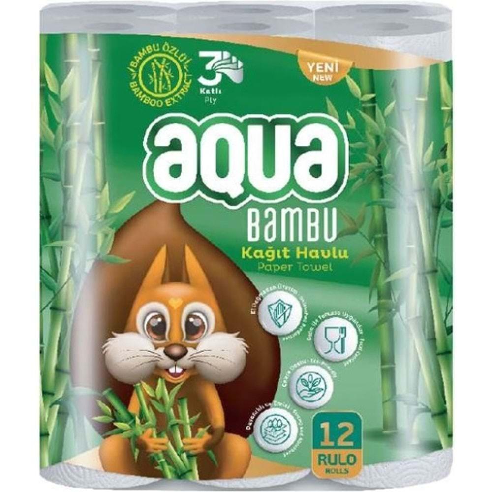 Aqua Kağıt Havlu 3 Katlı 12 Li Paket Bambu