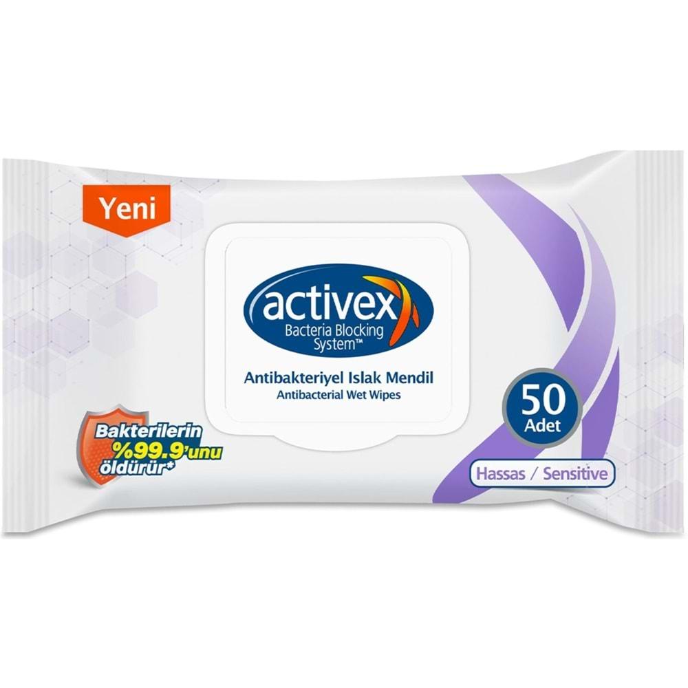 Activex Antibakteriyel Islak Havlu Mendil Hassas 50 Yaprak Tekli Pk Plastik Kapaklı