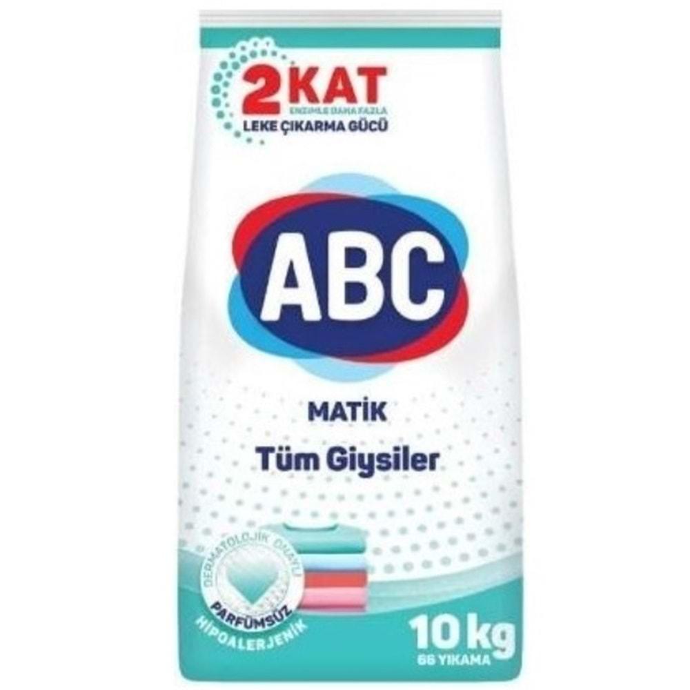 Abc Matik Toz Çamaşır Deterjanı 10KG Parfümsüz/Hipoalerjenik Tüm Giysiler İçin (66 Yıkama)