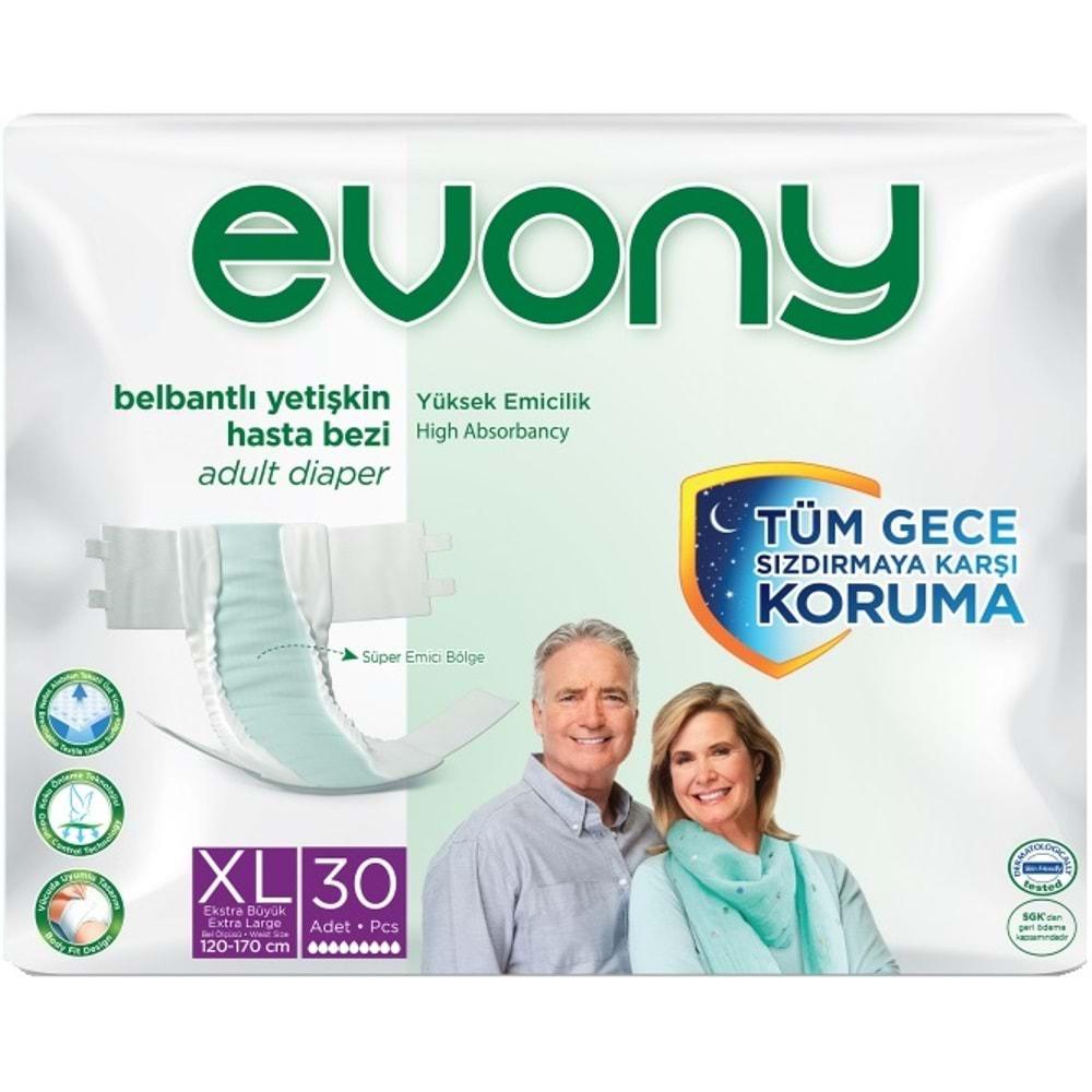 Evony Hasta Bezi Yetişkin Bel Bantlı Tekstil Yüzey Ekstra Büyük (XL) 30 Adet Tekli Pk
