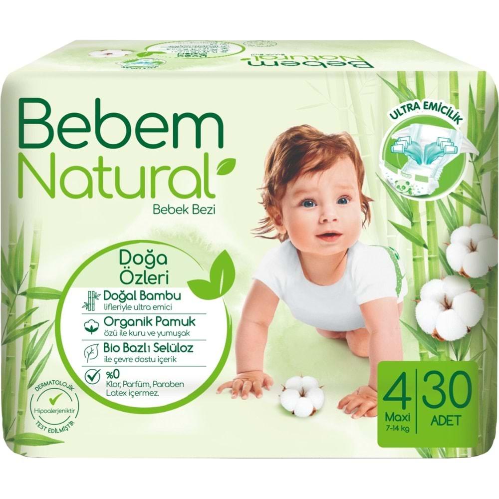 Bebem Bebek Bezi Natural Beden:4 (7-14Kg) Maxi 30 Adet Jumbo Pk