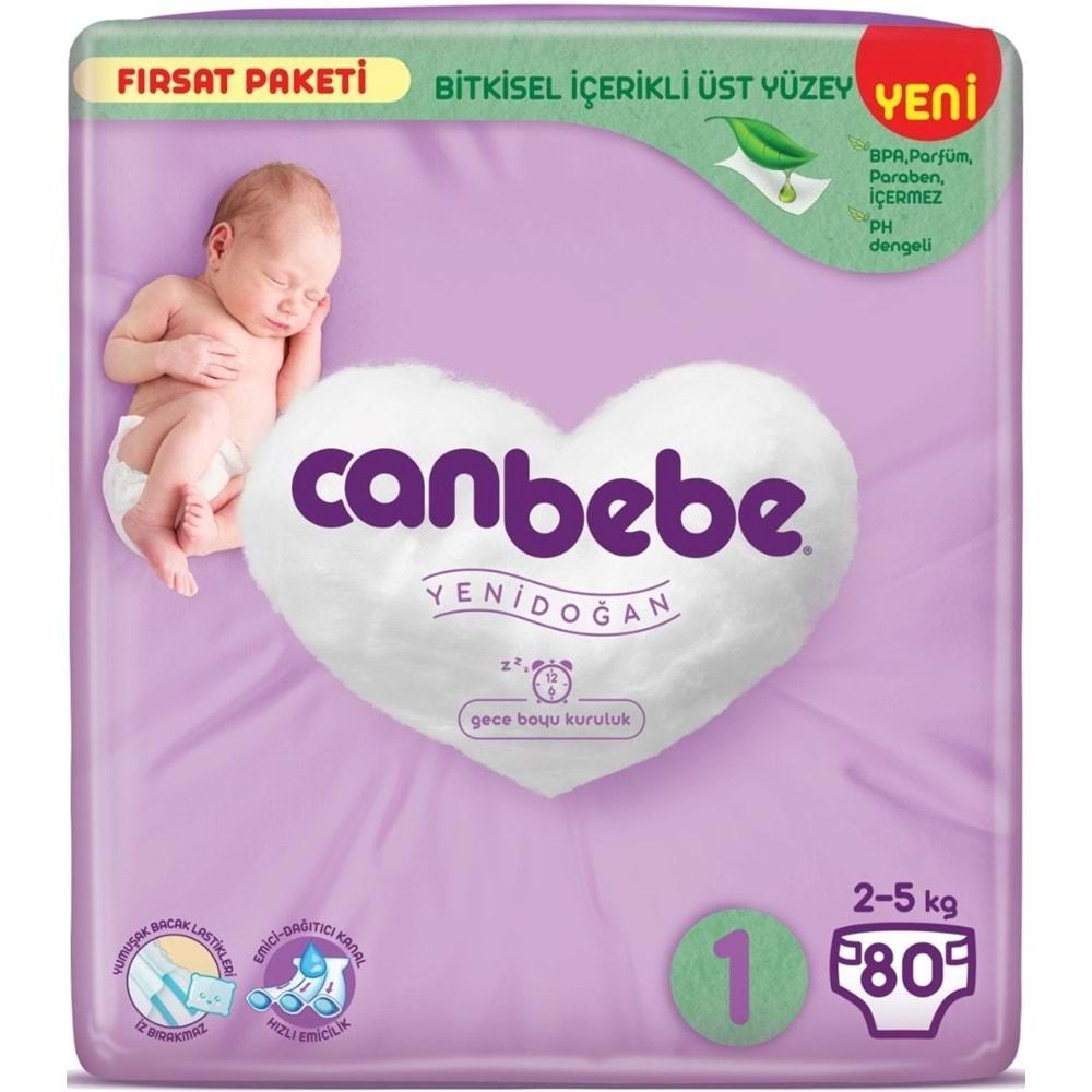 Canbebe Bebek Bezi Beden:1 (2-5Kg) Yeni Doğan 80 Adet Fırsat Pk