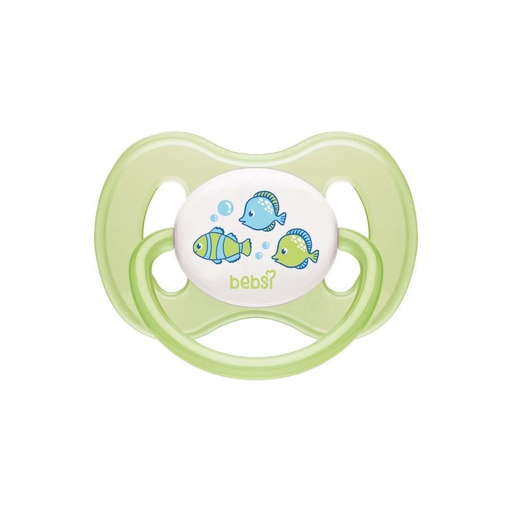 Bebsi Emzik Ortodontik Damaklı Kelebek No:1 Mavi-Yeşil (2 Li PK) Fırsat Pk