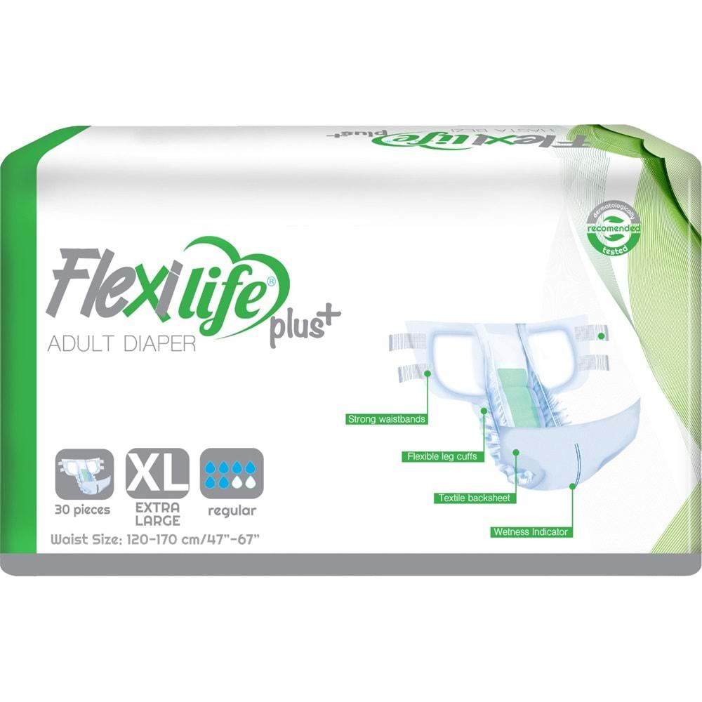 Flexi Life Yetişkin Hasta Bezi Bel Bantlı Tekstil Yüzeyli XL Ekstra Büyük (30 Adet)