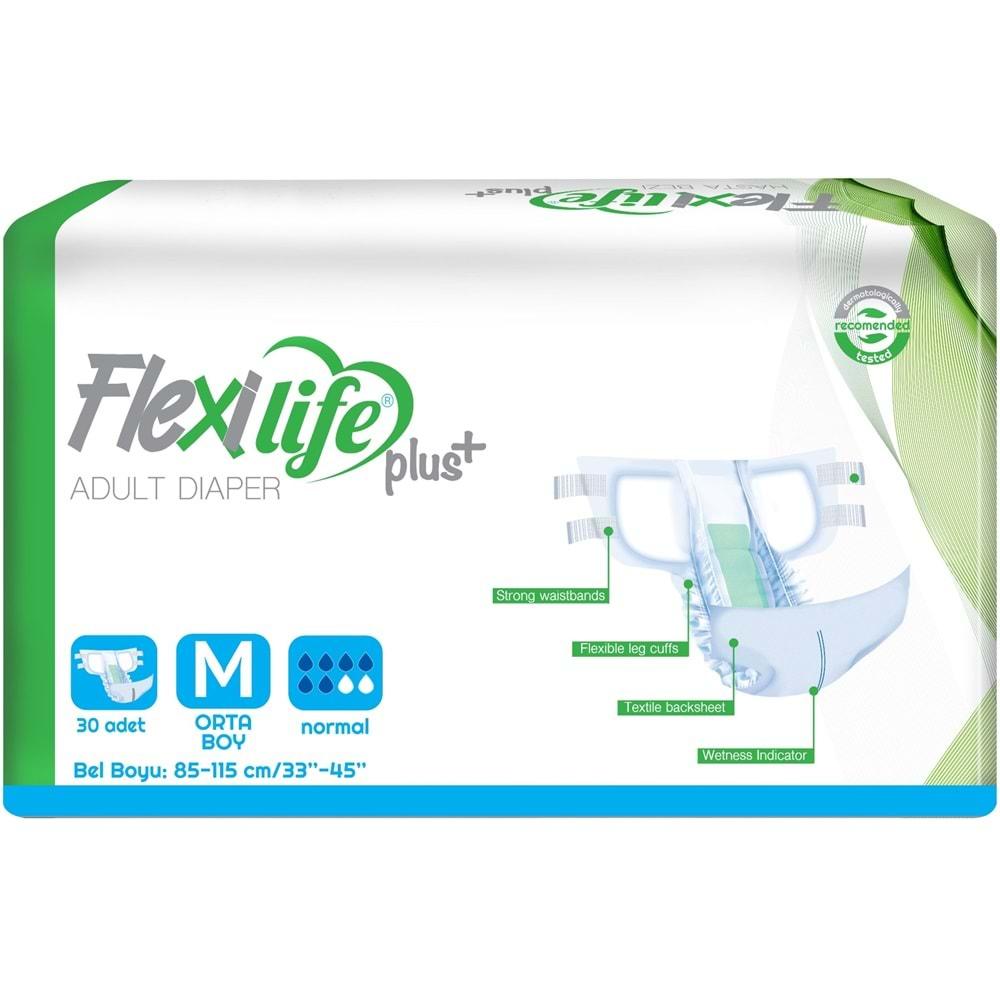 Flexi Life Yetişkin Hasta Bezi Bel Bantlı Tekstil Yüzeyli Medium Orta (30 Adet)
