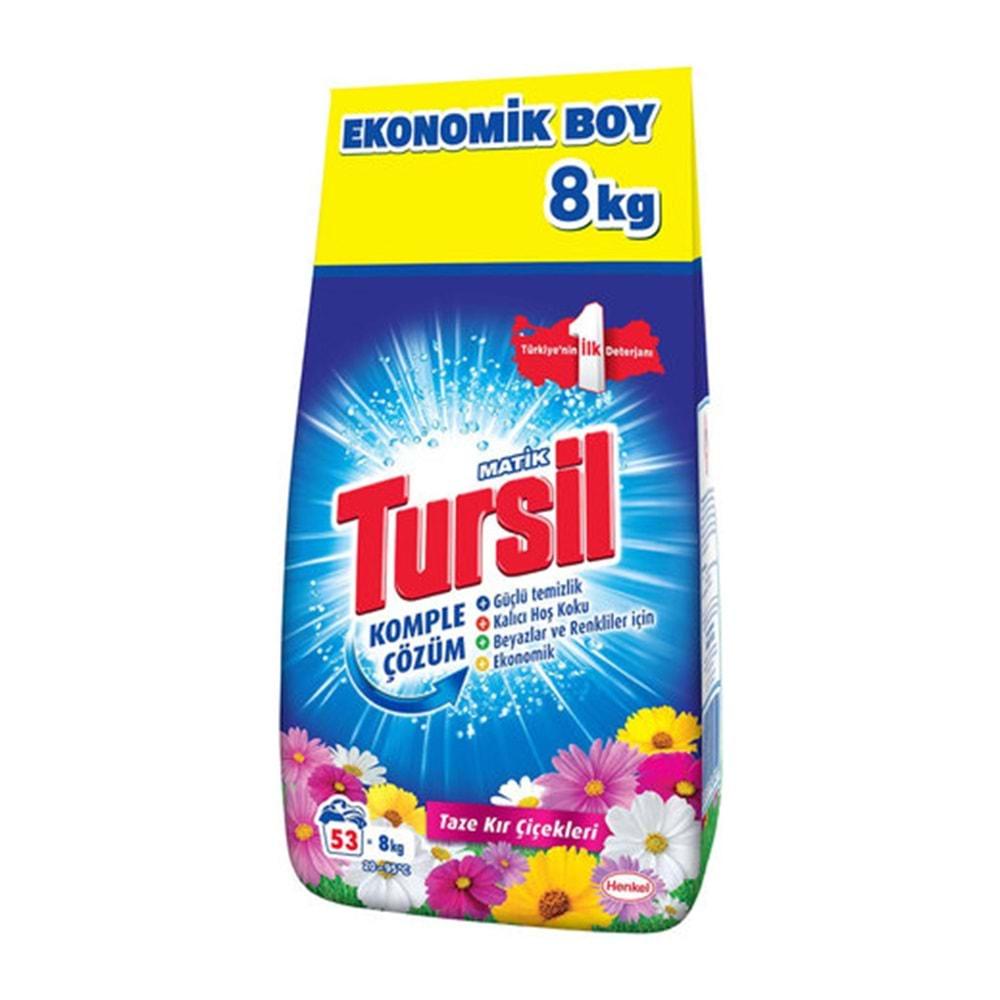 Tursil Matik Toz Çamaşır Deterjanı 8KG Taze Kır Çiçekleri (53 Yıkama) Renkli/Beyazlar İçin