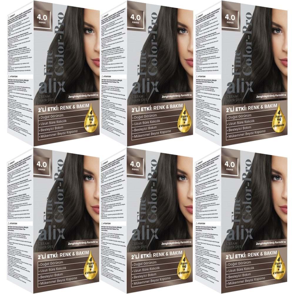 Alix 50ML Kit Saç Boyası 4.0 Kahve (6 Lı Set)