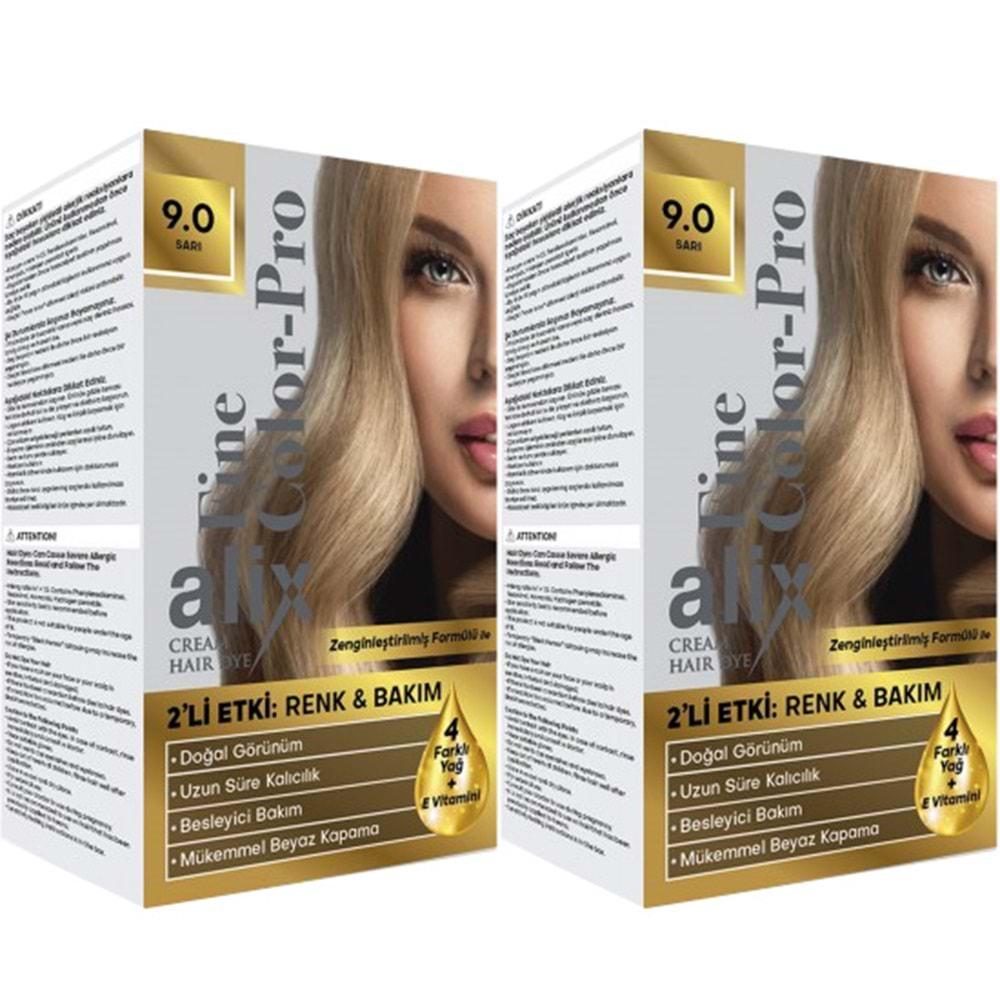 Alix 50ML Kit Saç Boyası 9.0 Sarı (2 Li Set)