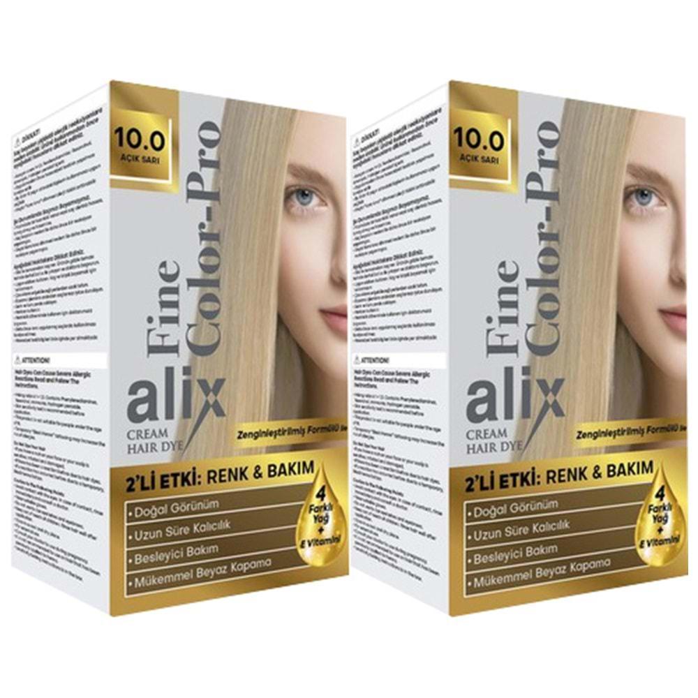 Alix 50ML Kit Saç Boyası 10.0 Açık Sarı (2 Li Set)