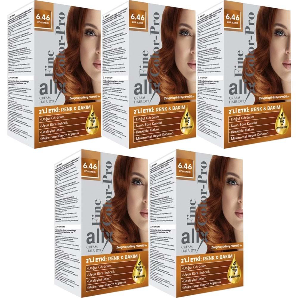 Alix 50ML Kit Saç Boyası 6.46 Kor Bakır (5 Li Set)