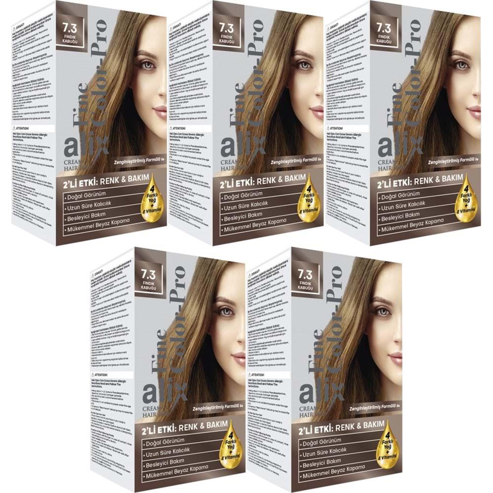 Alix 50ML Kit Saç Boyası 7.3 Fındık Kabuğu (5 Li Set)