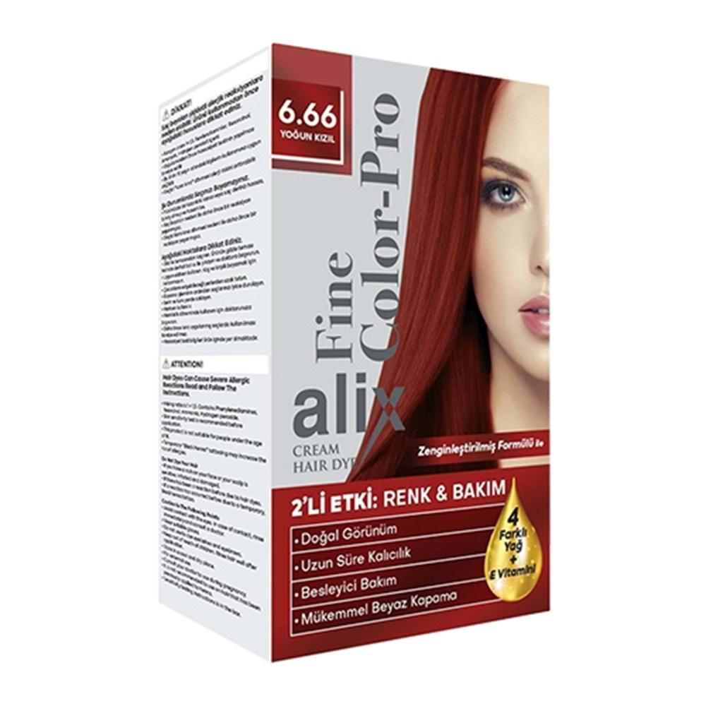 Alix 50ML Kit Saç Boyası 6.66 Yoğun Kızıl (5 Li Set)
