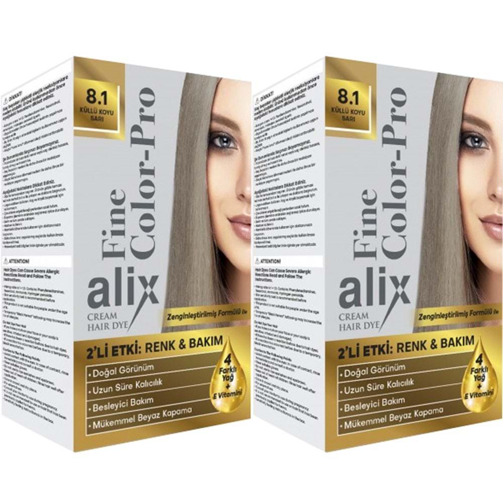 Alix 50ML Kit Saç Boyası 8.1 Küllü Koyu Sarı (2 Li Set)