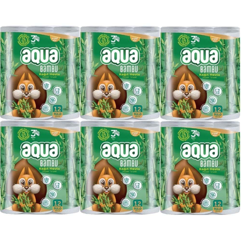 Aqua Kağıt Havlu 3 Katlı 72 Li Set Bambu (6PK*12)