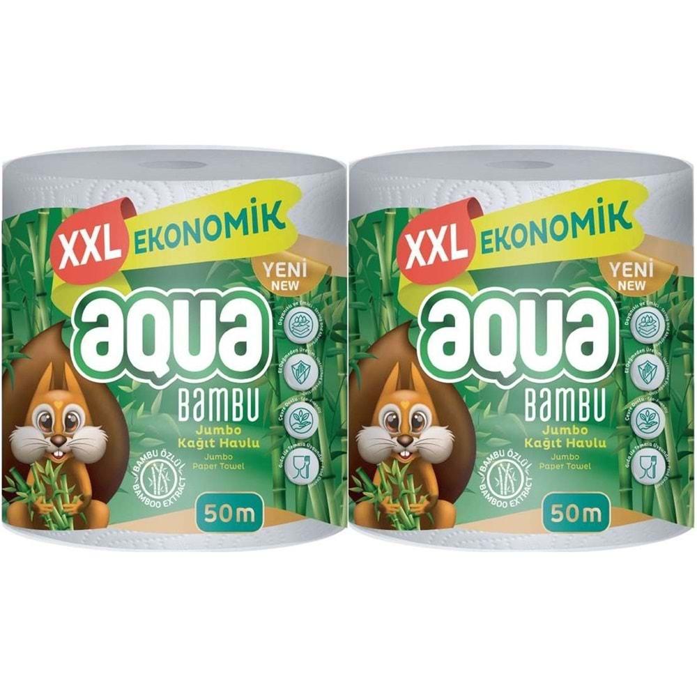 Aqua Kağıt Havlu 3 Katlı Jumbo Paket XXL Bambu (2 Li Set) 100 Metre (2PK*50MT)