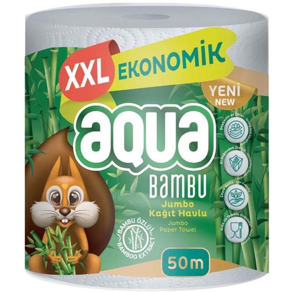 Aqua Kağıt Havlu 3 Katlı Jumbo Paket XXL Bambu (24 Lü Set) 1200 Metre (24PK*50MT)