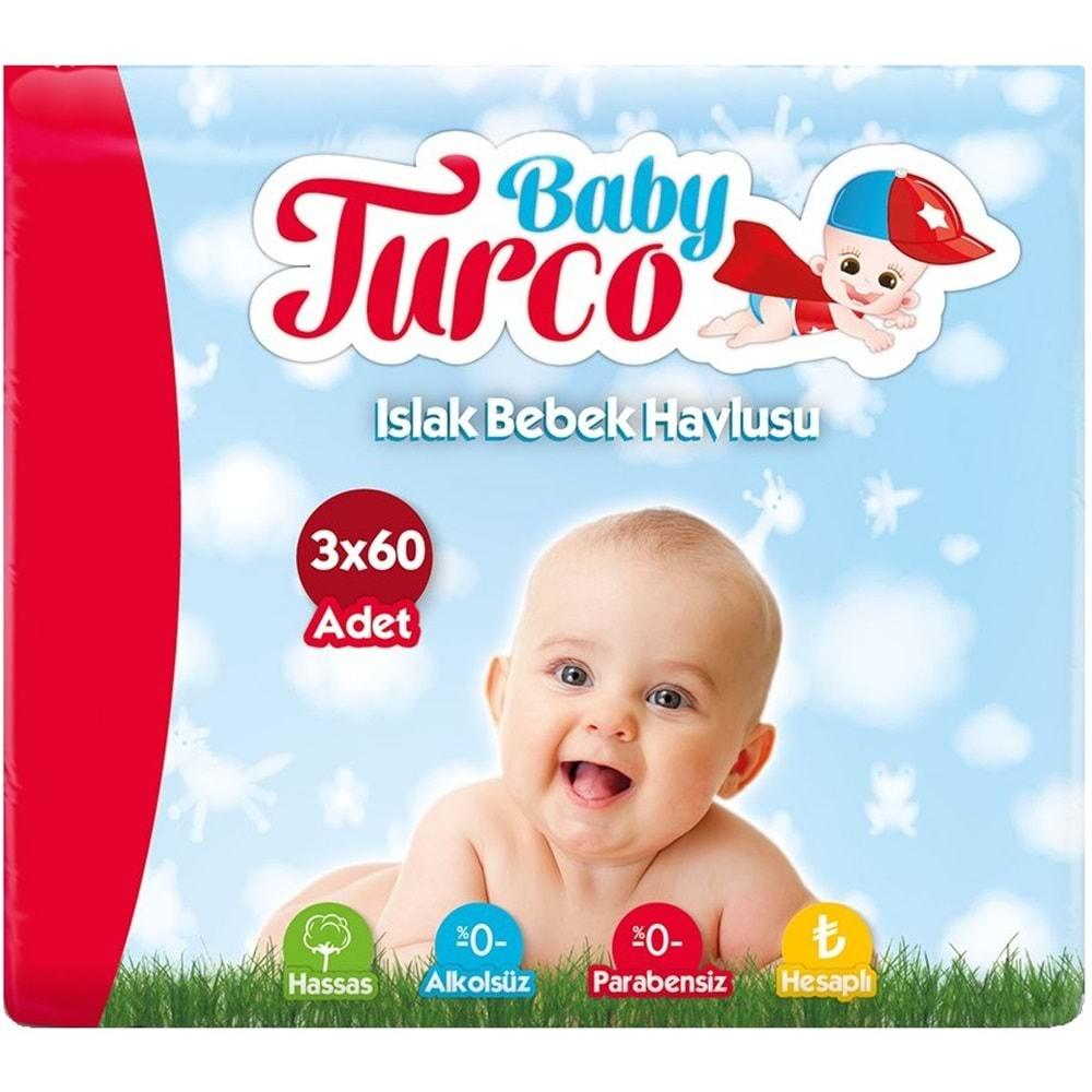 Baby Turco Islak Havlu Mendil Klasik (24 lü Set) 60 Yaprak Plastik Kapaklı (8PK*3)