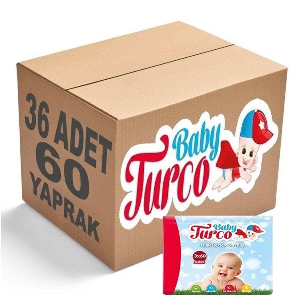 Baby Turco Islak Havlu Mendil Klasik (36 lı Set) 60 Yaprak Plastik Kapaklı (12PK*3)