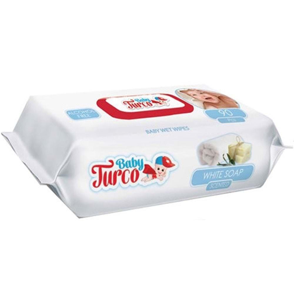 Baby Turco Islak Havlu Mendil 90 Yaprak 20 Li Set Beyaz Sabun Kokulu Plastik Kapaklı