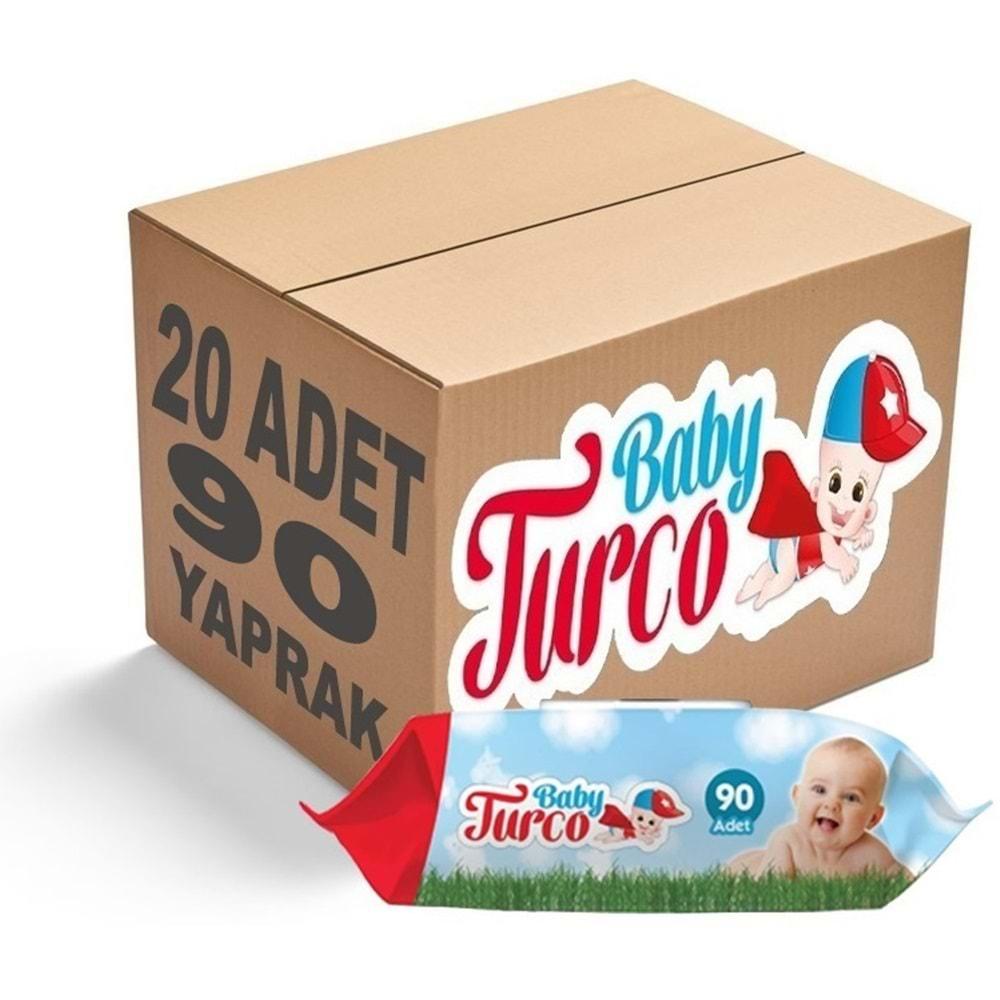 Baby Turco Islak Havlu Mendil Klasik 90 Yaprak 20 Li Set Plastik Kapaklı 1800 Yaprak