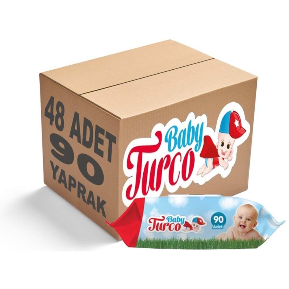 Baby Turco Islak Havlu Mendil Klasik 90 Yaprak 48 Li Set Plastik Kapaklı 4320 Yaprak