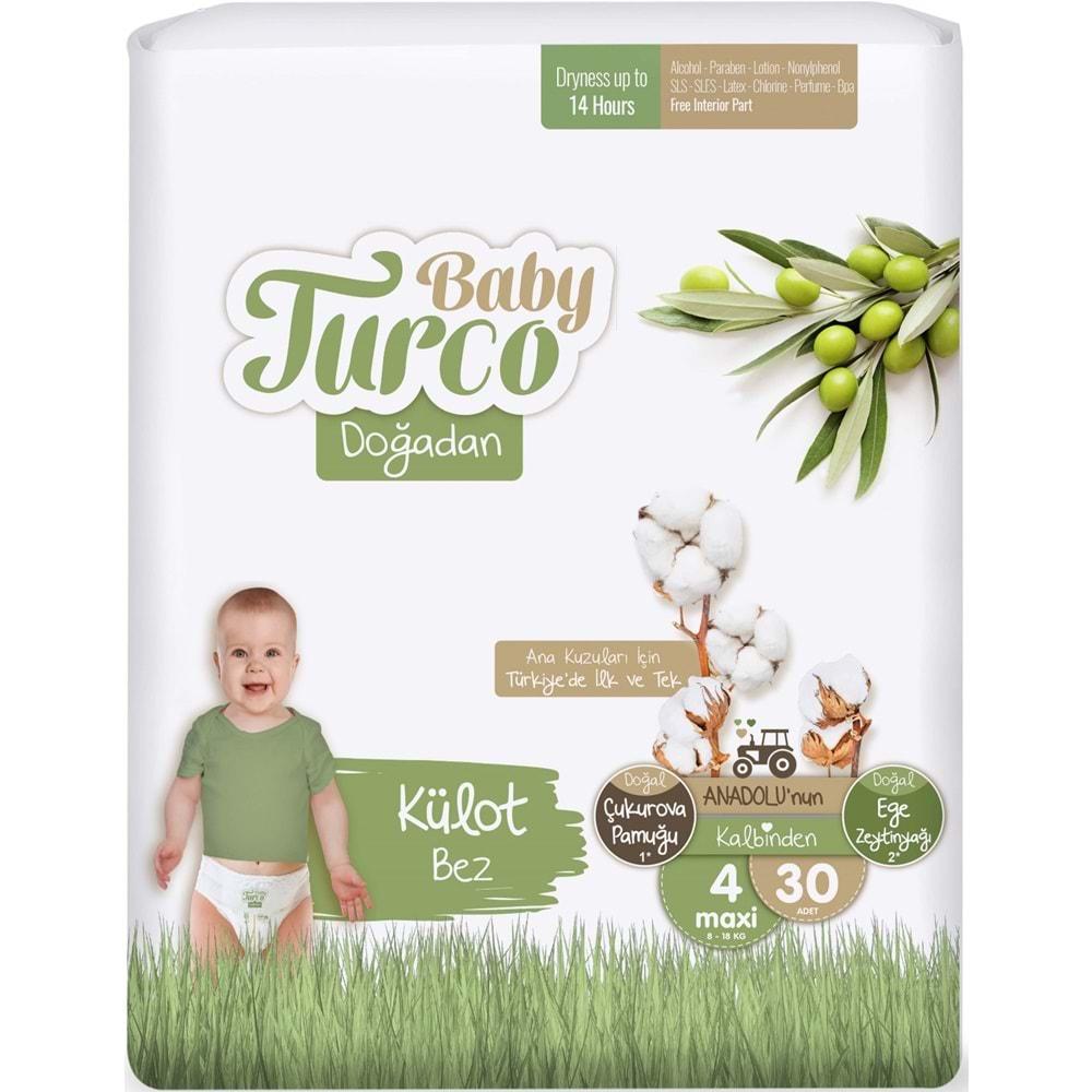 Baby Turco Külot Bebek Bezi Doğadan Beden:4 (8-18KG) Maxi 60 Adet Jumbo Ekonomik Pk