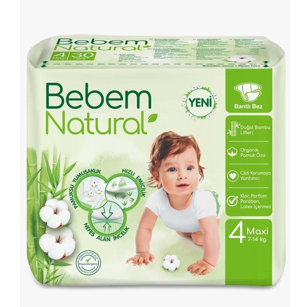 Bebem Bebek Bezi Natural Beden:4 (7-14Kg) Maxi 156 Adet Aylık Fırsat Pk