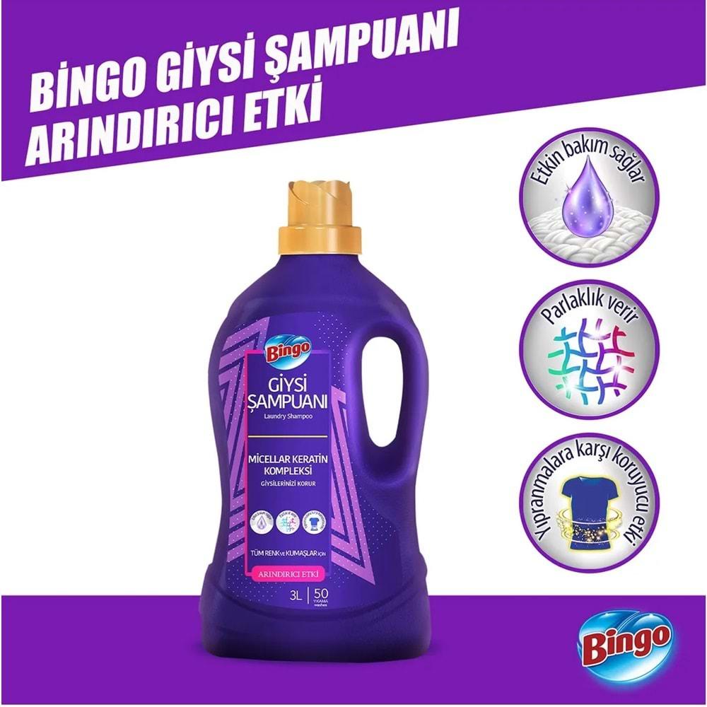 Bingo Giysi Şampuanı 3LT Canlandırıcı/Arındırıcı Etki Karma 6 Lı Set 300 Yıkama Tüm Çamaşırlar İçin