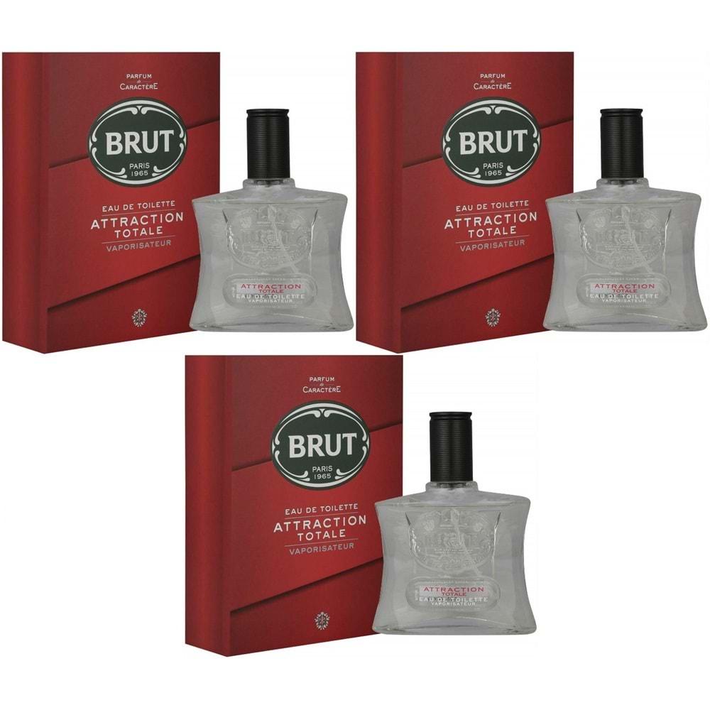 Brut Parfüm Erkek/Men 100ML Attraction Totale Edt (Kırmızı) (3 Lü Set)