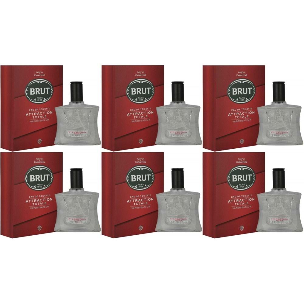 Brut Parfüm Erkek/Men 100ML Attraction Totale Edt (Kırmızı) (6 Lı Set)