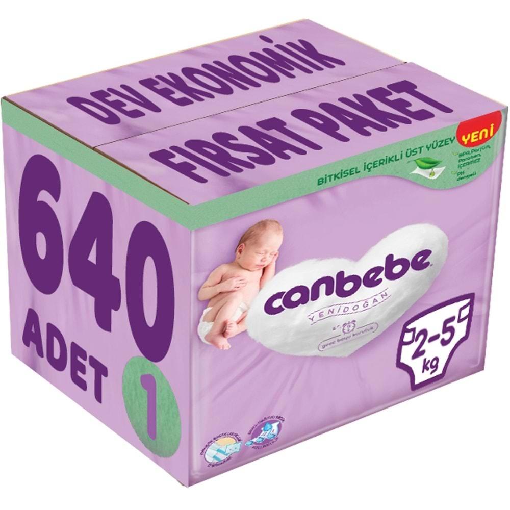 Canbebe Bebek Bezi Beden:1 (2-5Kg) Yeni Doğan 640 Adet Dev Ekonomik Fırsat Pk