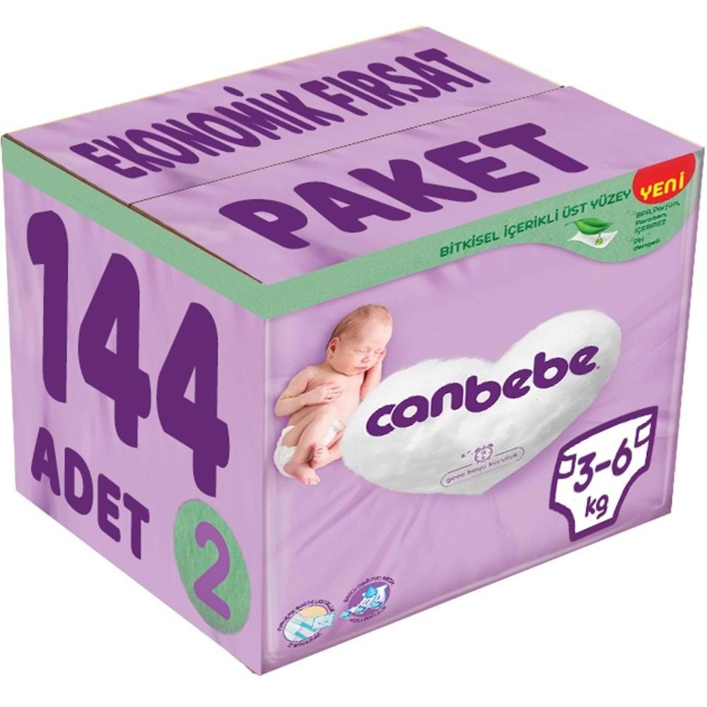 Canbebe Bebek Bezi Beden:2 (3-6Kg) Mini 144 Adet Ekonomik Fırsat Paket
