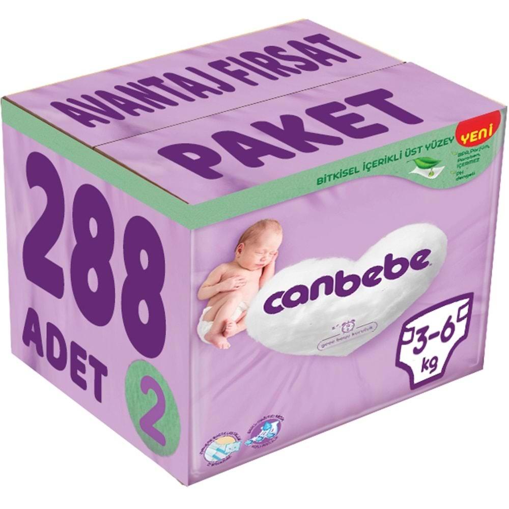 Canbebe Bebek Bezi Beden:2 (3-6Kg) Mini 288 Adet Avantaj Fırsat Paket