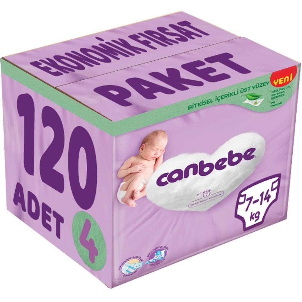 Canbebe Bebek Bezi Beden:4 (7-14Kg) Maxi 120 Adet Ekonomik Fırsat Pk