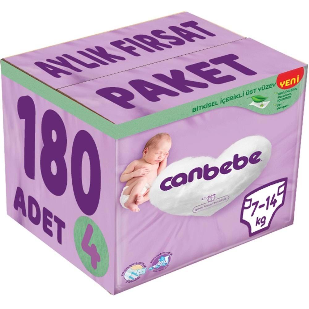 Canbebe Bebek Bezi Beden:4 (7-14Kg) Maxi 180 Adet Aylık Fırsat Pk