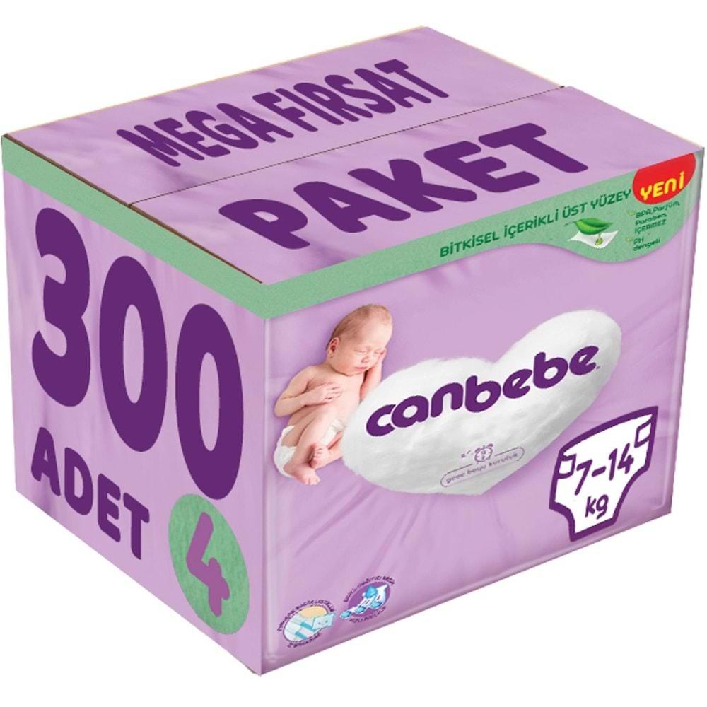 Canbebe Bebek Bezi Beden:4 (7-14Kg) Maxi 300 Adet Mega Fırsat Pk