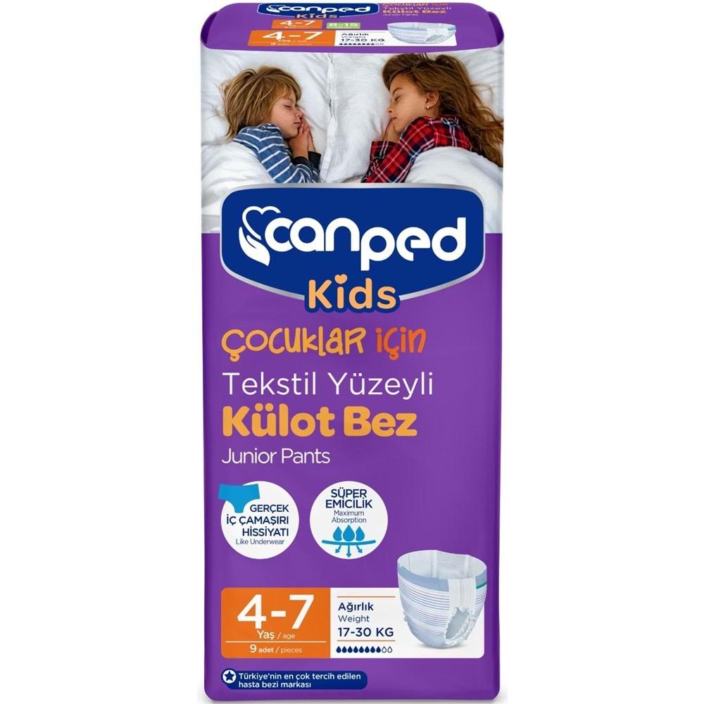 Canped Kids Çoçuklar İçin Külot Bez Tekstil Yüzeyli Yaş:4-7 (17-30Kg) 36 Adet (4Pk*9)