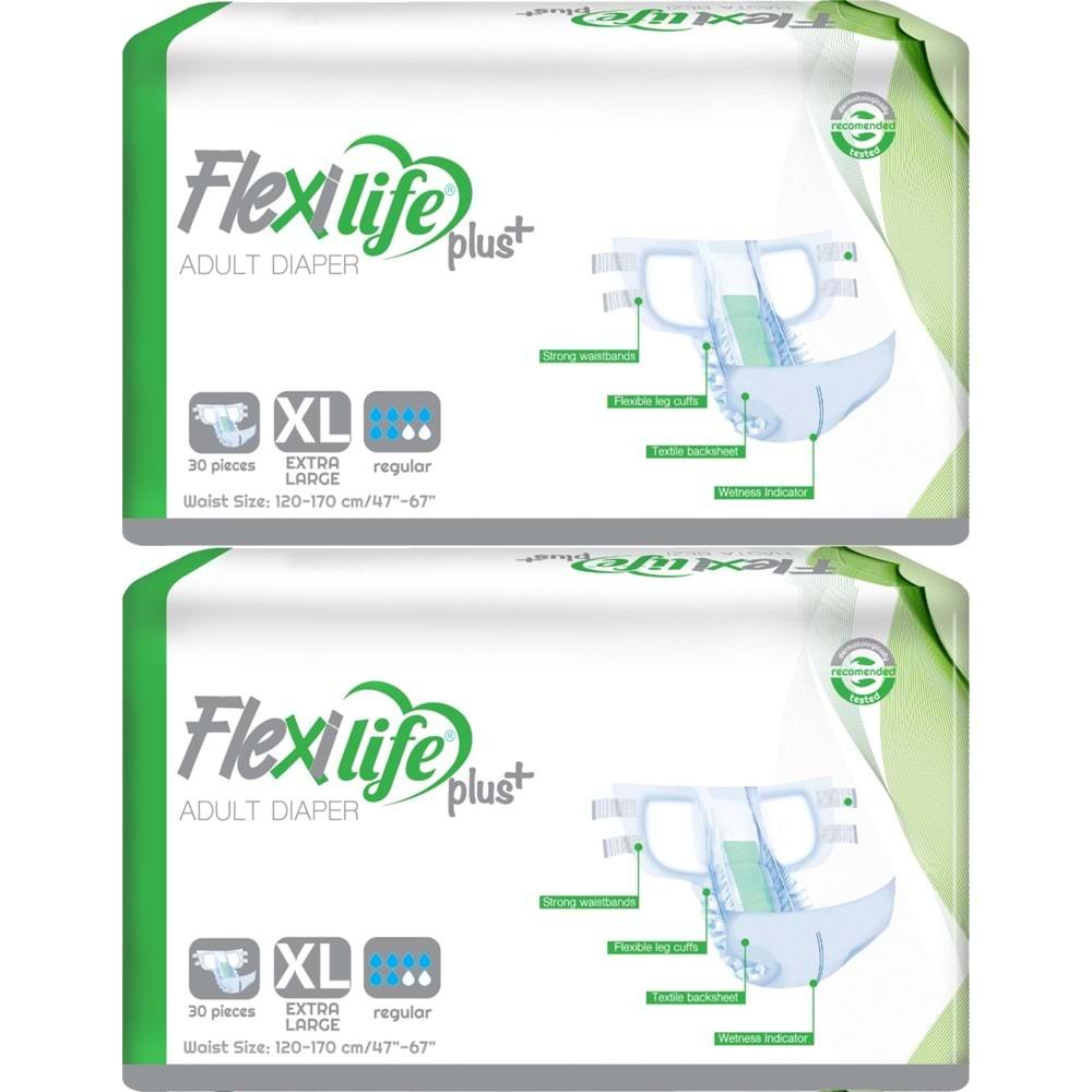 Flexi Life Yetişkin Hasta Bezi Bel Bantlı Tekstil Yüzeyli XL Ekstra Büyük (60 Adet)
