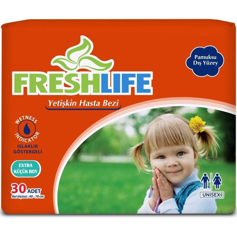 Fresh Life Hasta Bezi Çoçuklar İçin Bel Bantlı Tekstil Yüzeyli XS-Ekstra Küçük 60 Adet (2PK*30)