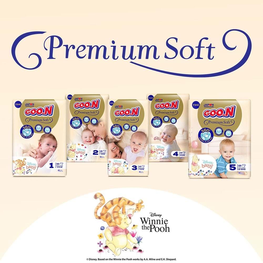 Goon Premium Soft Bebek Bezi Beden:1 (2-5Kg) Yeni Doğan 200 Adet Jumbo Aylık Pk