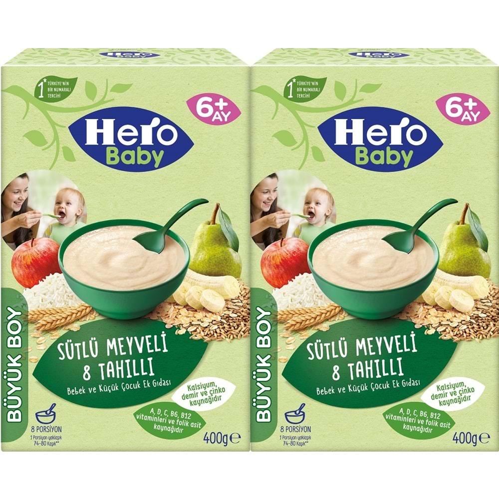 Hero Baby Kaşık Maması 400GR Sütlü Meyveli 8 Tahıllı 2 Li Set