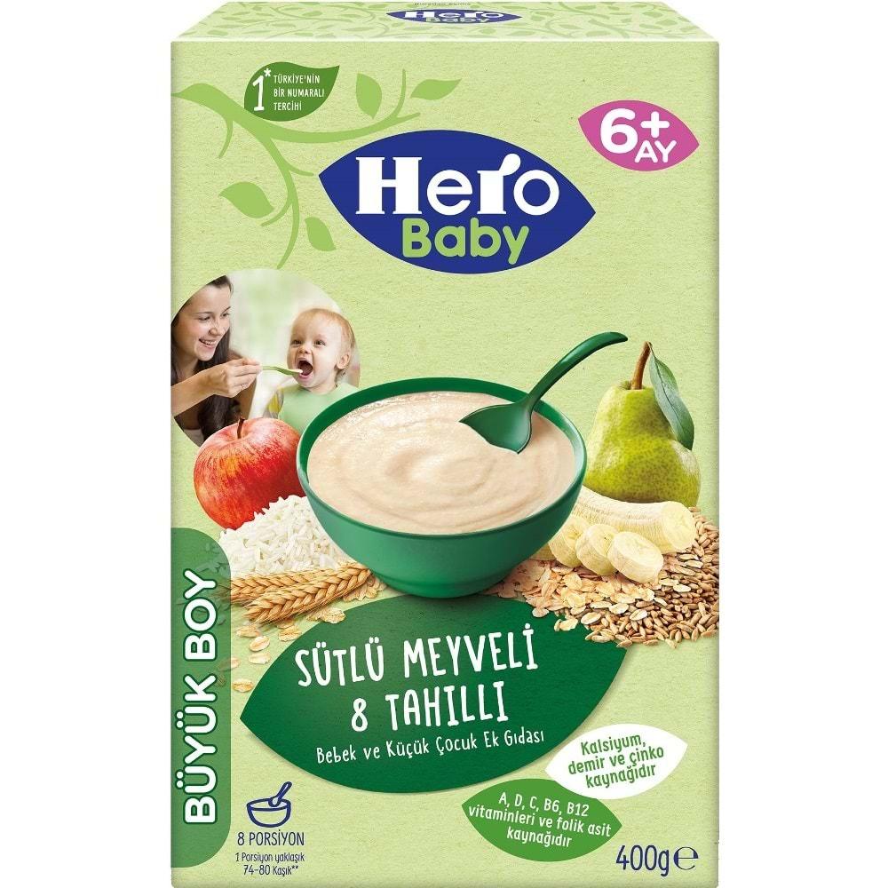 Hero Baby Kaşık Maması 400GR Sütlü Meyveli 8 Tahıllı 6 Lı Set